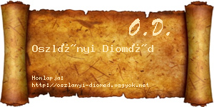 Oszlányi Dioméd névjegykártya